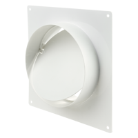 Round - Plastic ductwork - Series Vents Plastivent Connector with backdraft damper and wall plate for round ducts